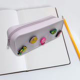 Maxbell DIY Silicone Pencil Case Waterproof Makeup Pouch for Children Women Students Violet