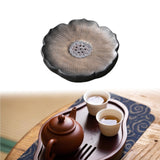 Maxbell Tea Tray Lotus Shape Decorative Tray Ceramic Tea Serving Tray for Home Decor Gilded