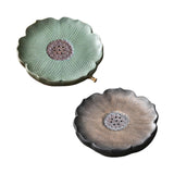 Maxbell Tea Tray Lotus Shape Decorative Tray Ceramic Tea Serving Tray for Home Decor Gilded