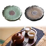 Maxbell Tea Tray Lotus Shape Decorative Tray Ceramic Tea Serving Tray for Home Decor Gilded