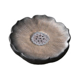 Maxbell Tea Tray Lotus Shape Decorative Tray Ceramic Tea Serving Tray for Home Decor Gilded
