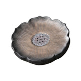 Maxbell Tea Tray Lotus Shape Decorative Tray Ceramic Tea Serving Tray for Home Decor Gilded