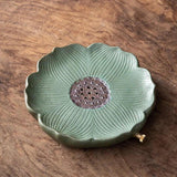 Maxbell Tea Tray Lotus Shape Decorative Tray Ceramic Tea Serving Tray for Home Decor green