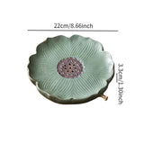 Maxbell Tea Tray Lotus Shape Decorative Tray Ceramic Tea Serving Tray for Home Decor green