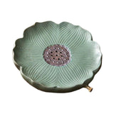 Maxbell Tea Tray Lotus Shape Decorative Tray Ceramic Tea Serving Tray for Home Decor green