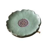 Maxbell Tea Tray Lotus Shape Decorative Tray Ceramic Tea Serving Tray for Home Decor green