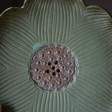 Maxbell Tea Tray Lotus Shape Decorative Tray Ceramic Tea Serving Tray for Home Decor green