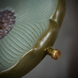 Maxbell Tea Tray Lotus Shape Decorative Tray Ceramic Tea Serving Tray for Home Decor green