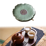 Maxbell Tea Tray Lotus Shape Decorative Tray Ceramic Tea Serving Tray for Home Decor green