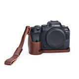 Maxbell Vintage Leather Camera Base Camera Protective Cover for R5 or R6 Brown