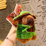 Capybara Keychain Gift Soft Cute Car Keychain for Kids Adults Family Friends Green