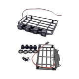 Roof Rack Luggage Carrier with LED Light Metal for MN 82 1/12 RC Crawler Car round light