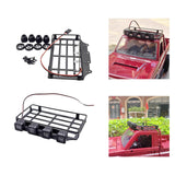 Roof Rack Luggage Carrier with LED Light Metal for MN 82 1/12 RC Crawler Car round light