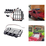 Roof Rack Luggage Carrier with LED Light Metal for MN 82 1/12 RC Crawler Car round light