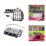 Roof Rack Luggage Carrier with LED Light Metal for MN 82 1/12 RC Crawler Car round light