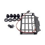 Roof Rack Luggage Carrier with LED Light Metal for MN 82 1/12 RC Crawler Car round light