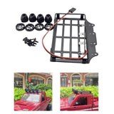 Roof Rack Luggage Carrier with LED Light Metal for MN 82 1/12 RC Crawler Car round light