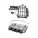 Roof Rack Luggage Carrier with LED Light Metal for MN 82 1/12 RC Crawler Car round light