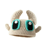 Anime Knitted Hat Cute Girls Character Knitted Cap for Street Walking Hiking White