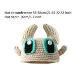 Anime Knitted Hat Cute Girls Character Knitted Cap for Street Walking Hiking White