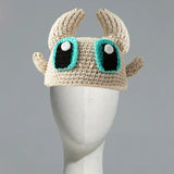 Anime Knitted Hat Cute Girls Character Knitted Cap for Street Walking Hiking White