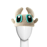 Anime Knitted Hat Cute Girls Character Knitted Cap for Street Walking Hiking White