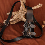 Maxbell Back Sword Shoulder Frog PU Hanger Medieval for Viking Renaissance Adult Men Black