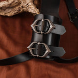 Maxbell Back Sword Shoulder Frog PU Hanger Medieval for Viking Renaissance Adult Men Black