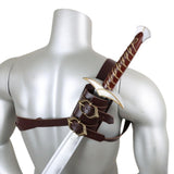Maxbell Back Sword Shoulder Frog PU Hanger Medieval for Viking Renaissance Adult Men Brown