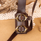 Maxbell Back Sword Shoulder Frog PU Hanger Medieval for Viking Renaissance Adult Men Brown