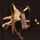 Maxbell Back Sword Shoulder Frog PU Hanger Medieval for Viking Renaissance Adult Men Brown