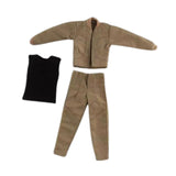 Maxbell 1:12 Scale Action Figure Clothes Jacket Vest Pants for 6" Male Action Figure Khaki