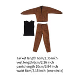 Maxbell 1:12 Scale Action Figure Clothes Jacket Vest Pants for 6" Male Action Figure Brown