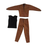 Maxbell 1:12 Scale Action Figure Clothes Jacket Vest Pants for 6" Male Action Figure Brown