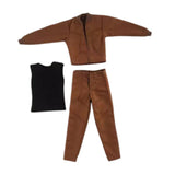 Maxbell 1:12 Scale Action Figure Clothes Jacket Vest Pants for 6" Male Action Figure Brown