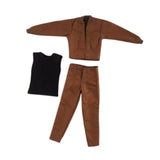 Maxbell 1:12 Scale Action Figure Clothes Jacket Vest Pants for 6" Male Action Figure Brown