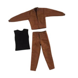 Maxbell 1:12 Scale Action Figure Clothes Jacket Vest Pants for 6" Male Action Figure Brown