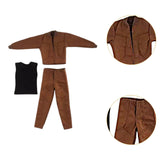 Maxbell 1:12 Scale Action Figure Clothes Jacket Vest Pants for 6" Male Action Figure Brown