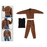 Maxbell 1:12 Scale Action Figure Clothes Jacket Vest Pants for 6" Male Action Figure Brown