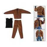 Maxbell 1:12 Scale Action Figure Clothes Jacket Vest Pants for 6" Male Action Figure Brown