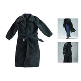 Maxbell 1:12 Scale Action Figure Clothes Long Windbreaker for 6" Male Action Figure Black