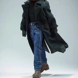 Maxbell 1:12 Scale Action Figure Clothes Long Windbreaker for 6" Male Action Figure Black