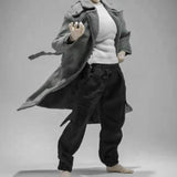 Maxbell 1:12 Scale Action Figure Clothes Long Windbreaker for 6" Male Action Figure Gray