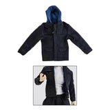 Maxbell 1/12 Scale Figure Doll Jacket with Hood Clothing Accessory Miniature Clothes Black