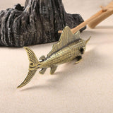 Brass Sailfish Sculpture 17.7cm Copper Sculpture for Living Room Bedroom Car