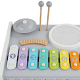 5 in 1 Toddlers Piano Drum Music Toy Kit Wood Frame for Kids Metal Xylophone