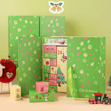 Maxbell 2x Advent Calendar Props 24 Days Decoration for Bookshelf Office Shop Window green