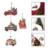 Maxbell Christmas Vehicle Wood Ornament Wood Xmas Decoration for Garden Room Balcony Red Car