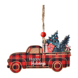 Maxbell Christmas Vehicle Wood Ornament Wood Xmas Decoration for Garden Room Balcony Red Car