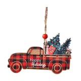 Maxbell Christmas Vehicle Wood Ornament Wood Xmas Decoration for Garden Room Balcony Red Car
